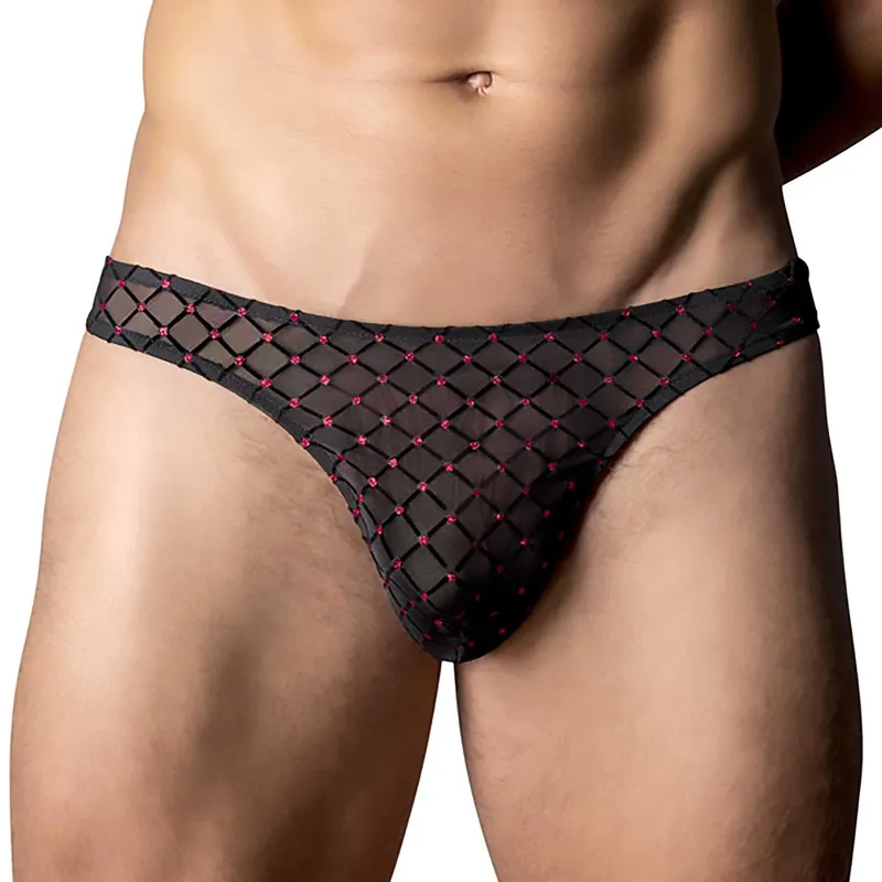 Sheer Diamond Pattern Thong