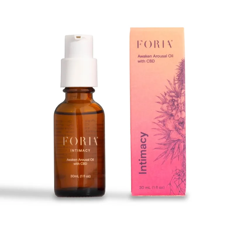 Awaken Arousal Oil front of box \& bottle