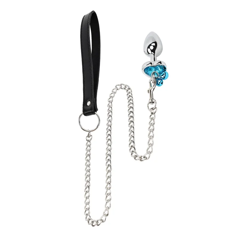 Gem Jingle Bell Butt Plug With Leash - Plug and Leash Together - Shot #1