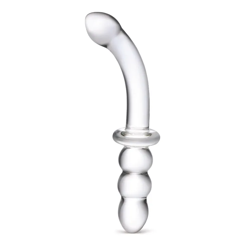 Glas 8 Inch Ribbed G-Spot Glass Dildo Upright Product Shot