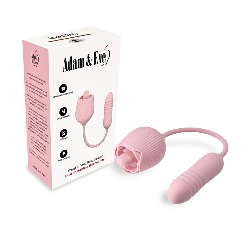 Adam & Eve Thrust And Tickle Rose Rechargeable Vibrator