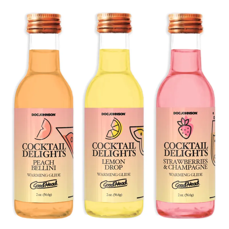 GoodHead cocktail Delights peach Bellini, Starwberry \& Champagne lemom drop