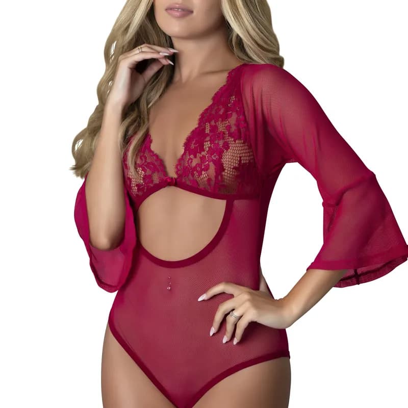 Black Cherry 3/4 Sleeve Playsuit front