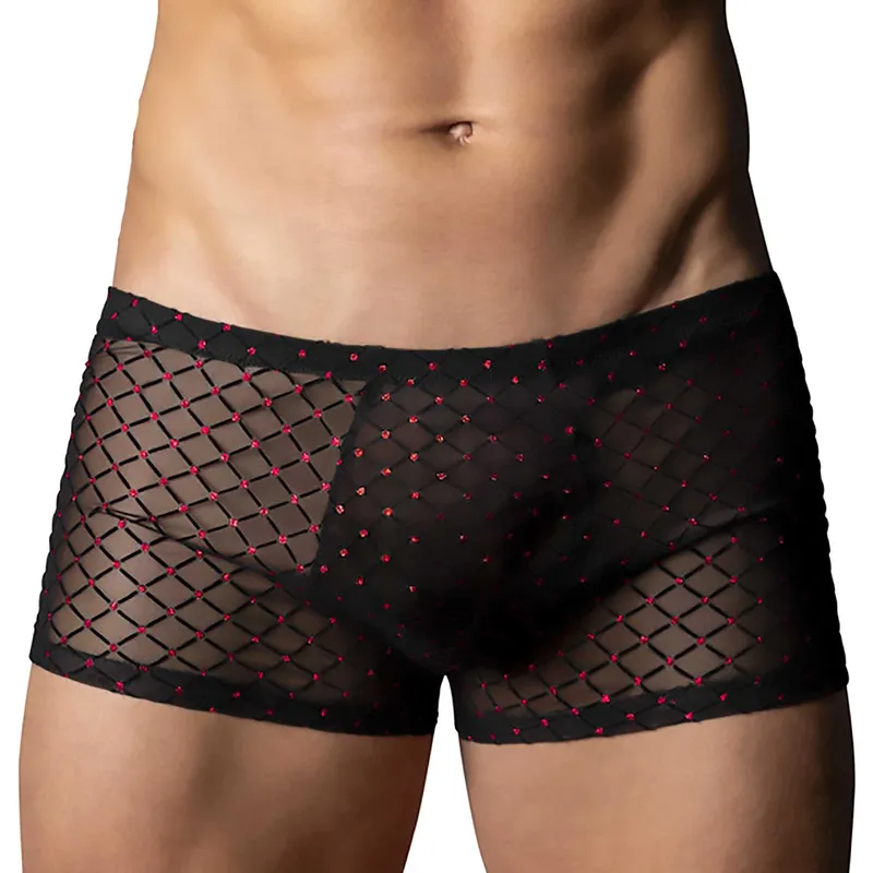 Sheer Diamond Pattern Mini Pouch Short