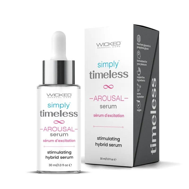 SIMPLY TIMELESS AROUSAL SERUM bottle \& box front