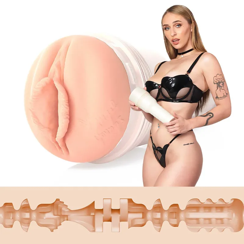 Fleshlight Girls Angel Youngs male masturbator held by Angela